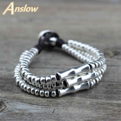 Anslow Brand Fashion Jewelry Accessories Handmade DIY Wrap Multilayer Leather Bracelet For Women Lady Female Party  LOW0692LB ► Photo 1/6