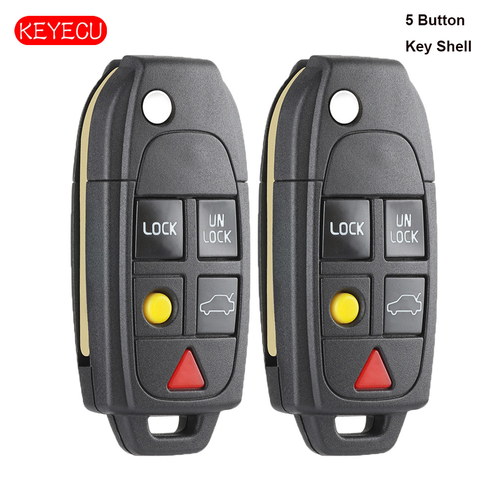 5 Button Folding Key Remote Case for Volvo s60 s80 v70 xc70 90 xc90 