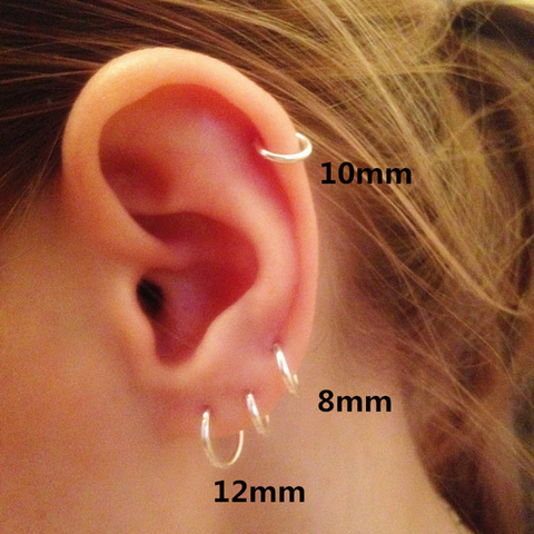 Fashion 925 Sterling Silver Earrings For Women Mini Small Hoop Earrings Ear Bone Buckle Round Circle Earrings 8mm-20mm aretes ► Photo 1/3