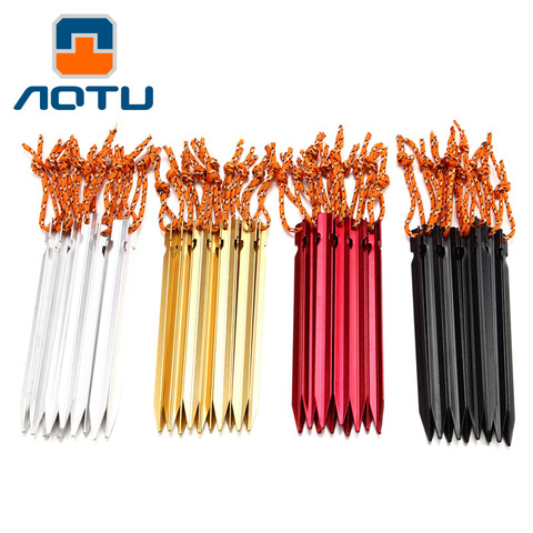 AOTU 12 Pcs Aluminument Tent Pegs Nail with Rope Stake Camping Hiking Equipment Outdoor Traveling Tent Accessories 18CM ► Photo 1/6