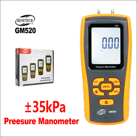 BENETECH Pressure Gauge Manometer Digital Handheld Tyre Pressure Differential Tester USB GM520 Manometer Pressure Manometer ► Photo 1/6