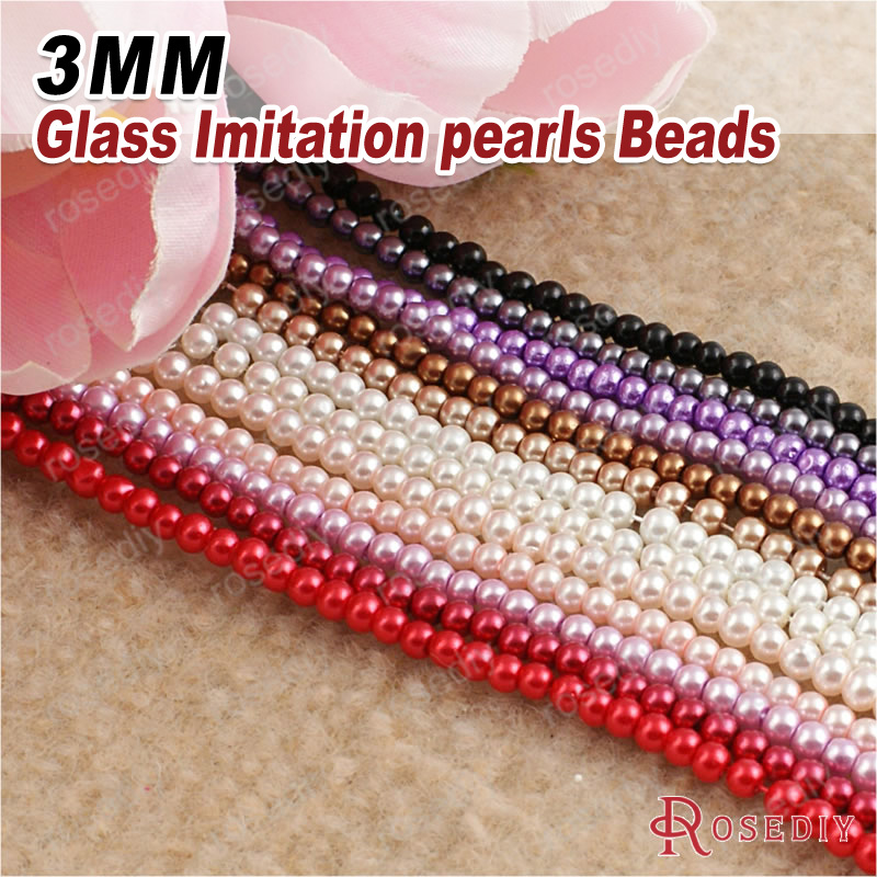 20500)1 String,about 220 Beads 3MM Dyeing Color Glass Imitation