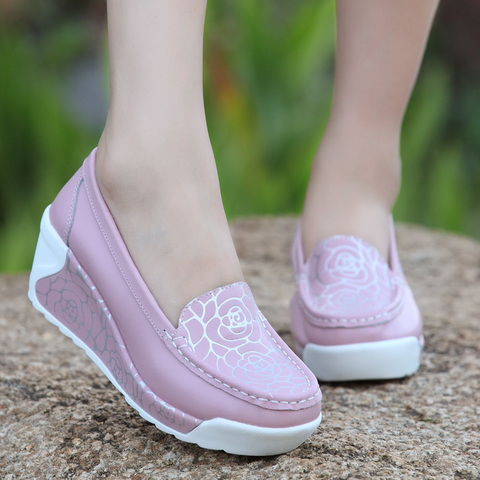 MudiPanda Summer 2017 Women's Shoes Genuine Leather Breathable Shoes Swing Female Shoes Platform  Nurse  Work Shoes ► Photo 1/6