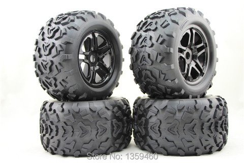 Pre-Glued 2pcs 1/8 Monster Truck Wheels&Tire Set Tyre For HPI T-MAXX 3.8 SAVAGE REVO Traxxas E-MAXX MGT, 17mm hub+Free Shipping ► Photo 1/5
