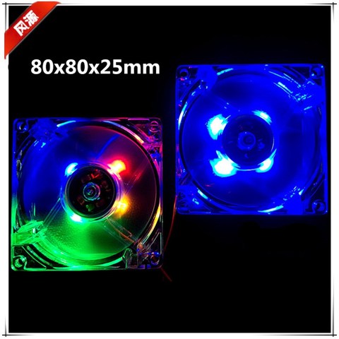 New 8025 80MM 80x80x25mm Led Cooling Fan with  Multicolor and Blue Computer Case Fan with 3PIN 4D Connector ► Photo 1/6
