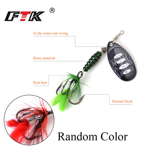 FTK Fishing Lure Spinner Bait 10 Colors Size 3# 4# 5# Weight 8g 13g 15g bass bait With Feather Treble Hooks Wobblers Tackle ► Photo 1/6
