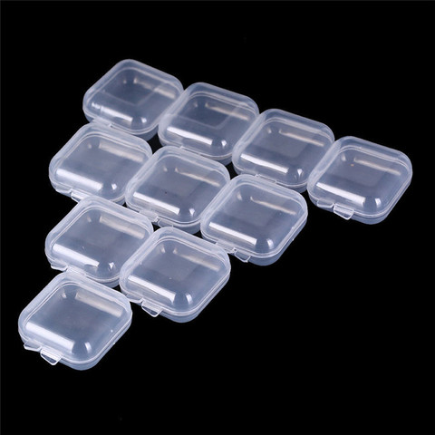 10Pcs Mini Clear Plastic Small Box Jewelry Earplugs Container Storage Box PVCA