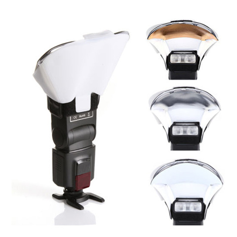 Speedlight Flash Lightning Bounce Reflective Card Diffuser w/ 3 Color Soft Box Flash Speedlite Reflector ► Photo 1/6