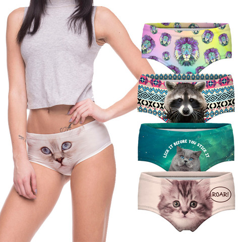 Sexy Panties 2022 Wholesale Pink 3d Print Cat Cotton Underwear Women panties Seamless Briefs ropa interior mujer  lingerie ► Photo 1/6