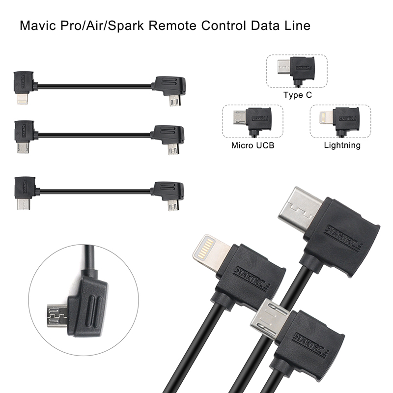 Micro USB to Lighting/Type C/Micro USB Data Cable For DJI Spark Mavic Control 