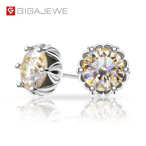GIGAJEWE Total 1.2ct Champagne Diamond Test Passed Moissanite Silver Earring Jewelry GemStone Girlfriend Gift Special Price ► Photo 1/6
