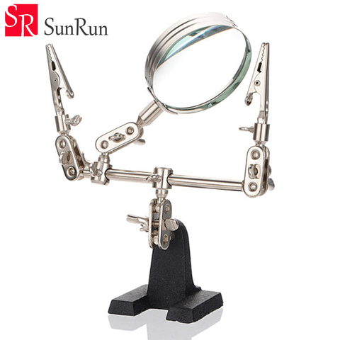 MG16129 2.5X Third Hand Soldering Iron Stand Helping Clamp Vise Clip Tool Magnifying Glass wholesale Electronic Mainboard Repair ► Photo 1/6