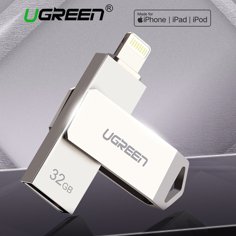 Ugreen USB Flash Drive USB Pendrive for iPhone Xs Max X 8 7 6 iPad 16/32/64/128 GB Memory Stick USB Key MFi Lightning Pen drive ► Photo 1/6