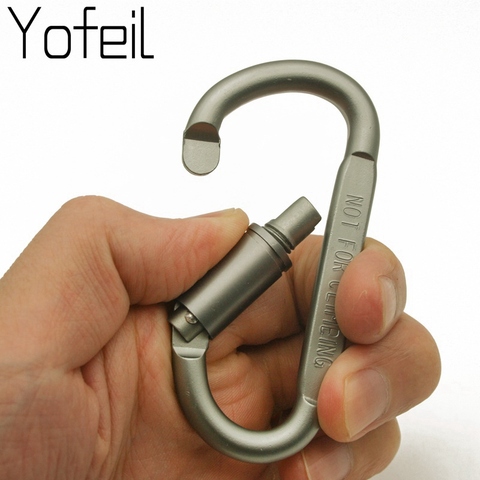 1Pc Outdoor Screw Lock Buckle D-Shaped Carabiner Hook Keyring Clip Camping Kits Sports Rope Buckle ISP Not for clambing ► Photo 1/6