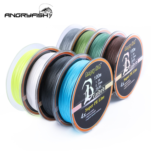 Angryfish Wholesale 100m 4 Strands Braided Fishing Line 11 Colors Super PE Line Strong Strength Fish ► Photo 1/6