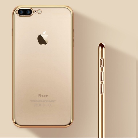 For iPhone 8 Plus Case Luxury Gold Plating Soft Silicone gel Case For iPhone X XR XS Max 7 Plus 6S 6 Cover Fundas Capa Coque ► Photo 1/6