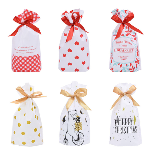 5/10pcs Candy Cookies Gift Bags With Ribbon Snack Biscuit Baking Package Wedding Birthday Party Decoration Christmas Gift Bags ► Photo 1/6