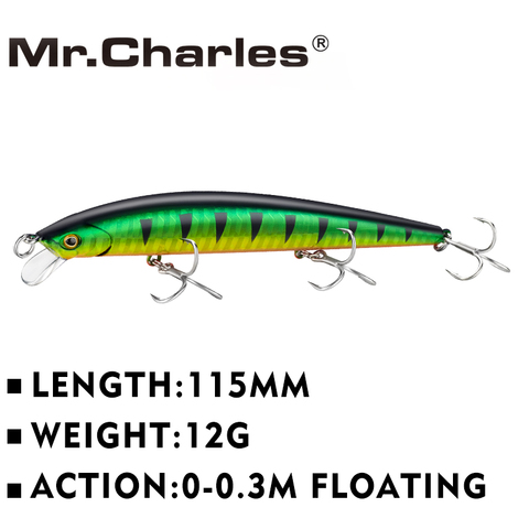 Mr.Charles CMC054 Fishing Lure 115mm/12g 0-0.3M FLOATING D Eyes Fishing Tackle Shad Minnow Hard Baits Crankbait Wobblers Fishing ► Photo 1/6