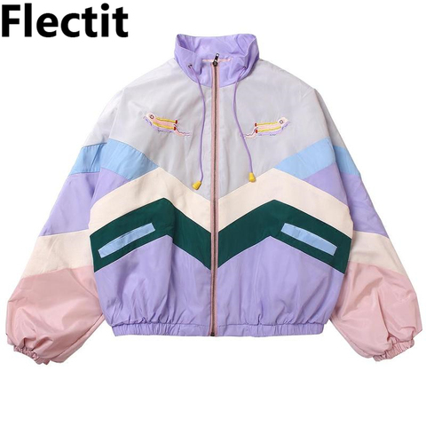 Bomber Jacket Colour Block Windbreaker Womens Wind Breaker Set