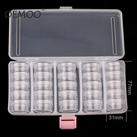 Transparent Empty  case 190*95mm (With 25 Pcs Small Box)  Nail Art Tip Glitter Boxes Storage Nail Art Rhinestone Case Removable ► Photo 1/6