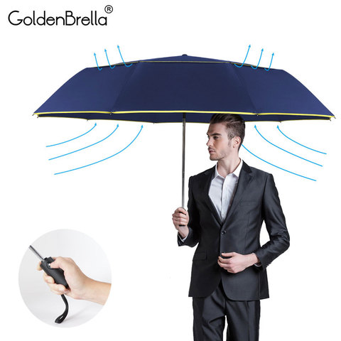 120CM Fully-Automatic Double Big Umbrella Rain Women 3Folding Wind Resistant Large Umbrella Men Travel Business Car Umbrellas ► Photo 1/6
