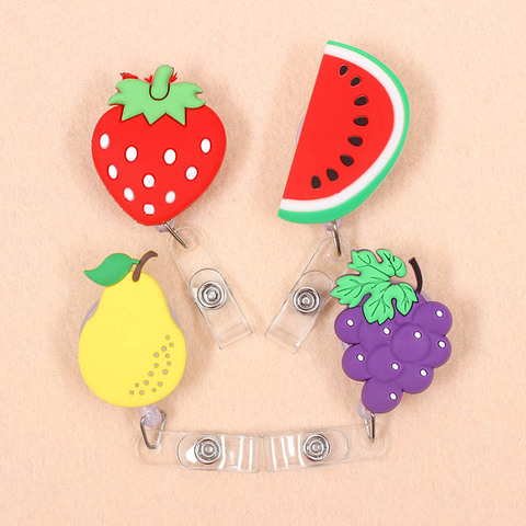 New Cute Fruits watermelon Strawberry Retractable Pull Badge Reel ID Lanyard Name Tag Card Badge Holder Reels For KIDS ► Photo 1/6