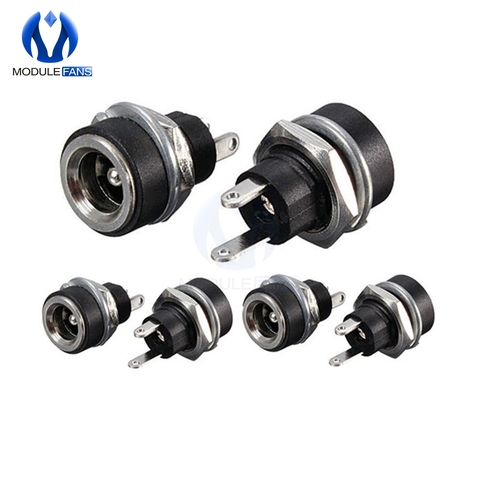 10Pcs 3A 12v For DC Power Supply Jack Socket Female Panel Mount Connector 5.5mm 2.1mm Plug Adapter 2 Terminal Types 5.5*2.1 ► Photo 1/6