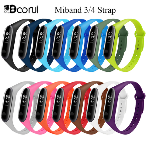BOORUI Mi Band 3 4 Strap wrist strap for Xiaomi mi band 3 4 Silicone Miband 3 4 accessories  pulsera correa Mi 3 replacement ► Photo 1/6