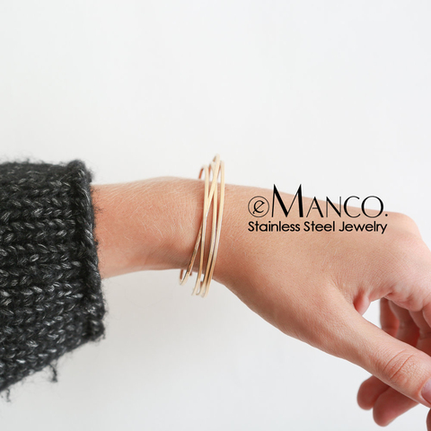 eManco 316L stainless steel bangles for women Trendy cuff bangle bracelet designer brand  jewelry ► Photo 1/6