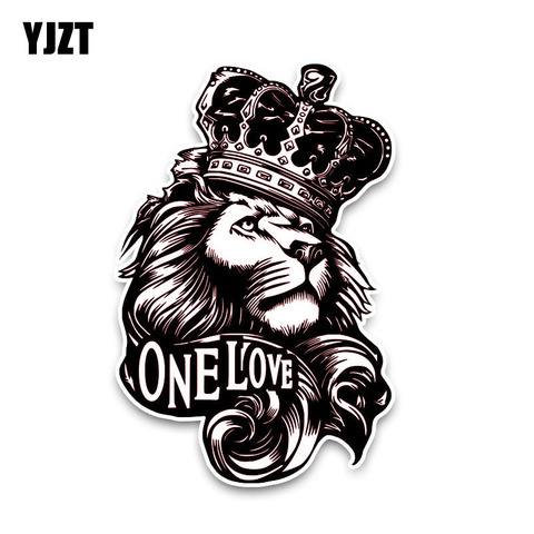 YJZT 10*15.3CM One Love Lion Crown PVC High Quality Animal Car Sticker C1-3084 ► Photo 1/6
