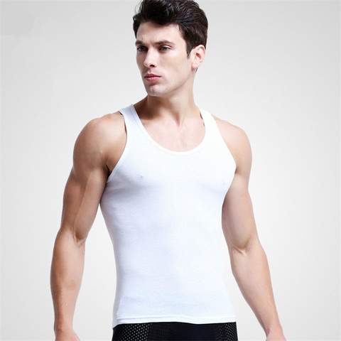 1 Pcs Men Cotton Tank Tops Underwear Mens Undershirt Transparent Shirts Male Bodyshaper Fitness Wrestling Singlets ► Photo 1/6