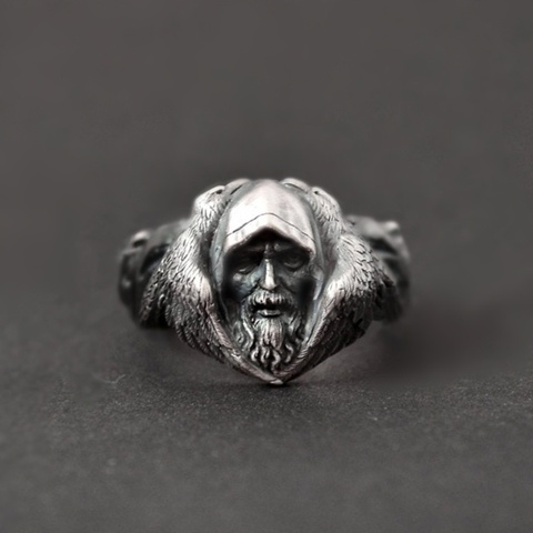 EYHIMD Norse Mythology Odin Raven Rings Mens Viking Wolf Stainless Steel Ring Scandinavian Amulet Jewelry ► Photo 1/5