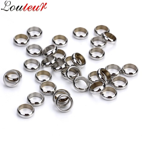 LOULEUR 50pcs/lot Stainless Steel Spacer Ring Beads Fit Diameter 2/2.5/3/4/5/6/8mm Leather Cord Bracelet Findings Jewelry Making ► Photo 1/6