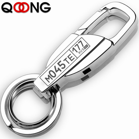 QOONG 2022 New Brand Metal Luxury Men Key Chain Keychain for Men Novelty Trinket Zinc Alloy Key Holder Ring Custom Lettering Y09 ► Photo 1/6