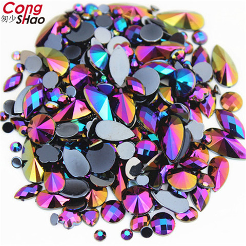 18g Mixed Bag About 300pcs Crystal Clear AB 3D Nail Art Rhinestones DIY Non Hotfix Flatback Acrylic Stones For Face Decorations ► Photo 1/6
