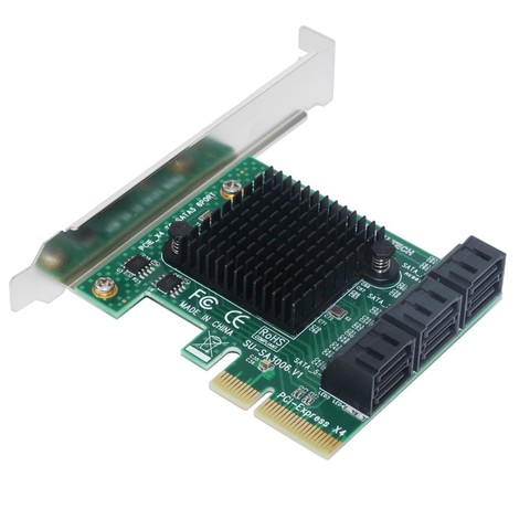6 Port SATA 3.0 6Gbps PCI-Express Expansion Card Adapter Riser Single Port Up to 500Mb ASMedia 1061 + 1093 x2 Chipset for Mining ► Photo 1/6