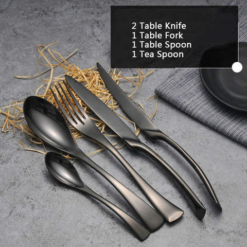 Elegant Romantic Classics Black Cutlery Set Stainless Steel Western Food Tableware Sets Fork Steak Knife Dinnerware ► Photo 1/6