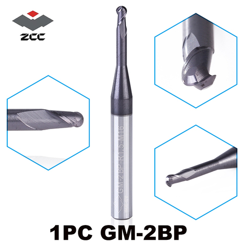 1pc GM-2BP R0.25-R2.5 ball nose end mill Milling cutter Spiral Bit Tool CNC long neck End mills Router bits for deep slot zcc.ct ► Photo 1/6