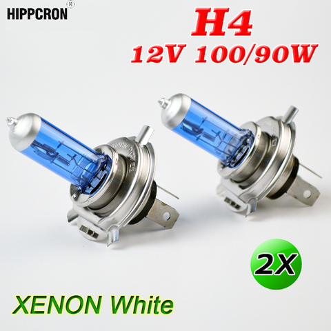 Hippcron H4 Halogen Bulb 12V 100/90W Super White 2 PCS Dark Blue Glass Stainless Steel Base Car Lamp ► Photo 1/4