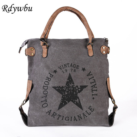 Rdywbu Multifunctional Big Star Printed Canvas Tote Handbag - High Quality Women's Vintage Travel Shoulder Bag Large Bolsos B578 ► Photo 1/6