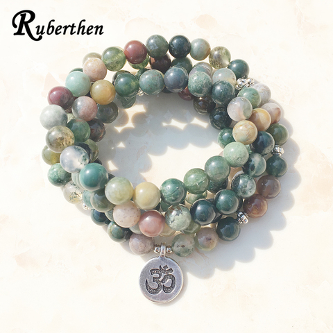 Ruberthen Top Sale Aliexpress Women`s Wrap Bracelet Trendy India Stone Bracelet or Necklace 108 Mala Fancy Stone Beads Bracelet ► Photo 1/4