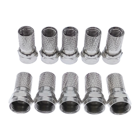 10 Pcs 75-5 F Connector Screw On Type For RG6 Satellite TV Antenna Coax Cable Twist-on Brass F Plug Connector ► Photo 1/6