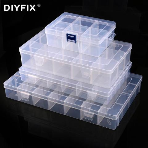 Clear Plastic Empty Storage Box Adjustable Grid Electronic Parts Storage Screw Container Nail Art Accessories Organizer Case ► Photo 1/6
