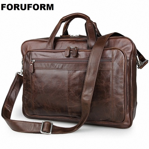 Men's Classic Briefcase Genuine Leather Business Office 17 Inch Laptop Bag Lawyer Handbag Portfolio Satchel Shoulder Bag LI-1266 ► Photo 1/1