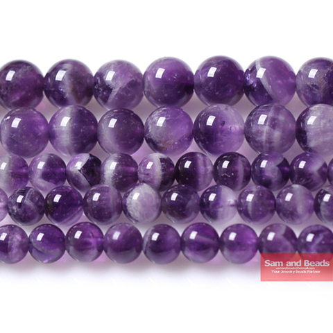 Free Shipping A Quality Natural Stone Purple Amethysts Crystals Round Loose Beads 15