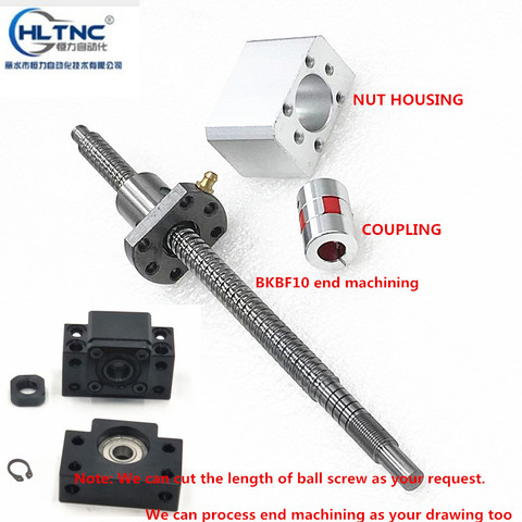 machined 1204 Ball Screw Rolled C7   L200/250/300mm+ 1204 Ballnut + BK/BF10 End support+ Ball Nut housing for cnc part ► Photo 1/6
