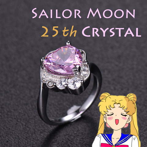 Sailor Moon Crystal 25th Anniversary Princess Serenity Tsukino Usagi 925 Sterling Silver Lover Heart Engagement Ring ► Photo 1/6