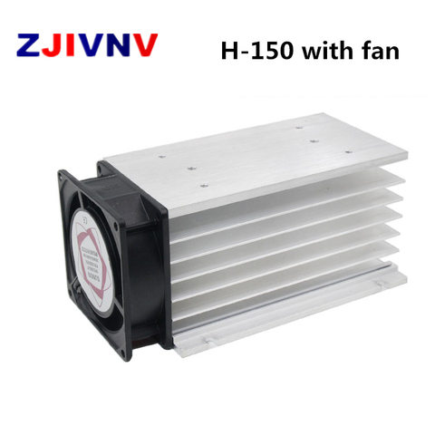 150*100*80 mm 80A three phase solid state relay SSR aluminum heat sink radiator with 220VAC fan and protective cover ► Photo 1/5