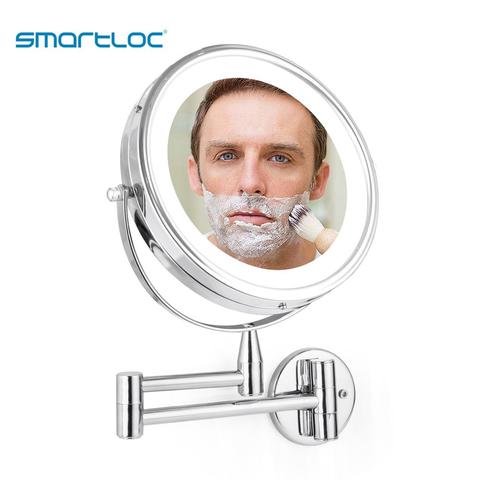 smartloc Extendable LED 8 inch 10X Magnifying Bathroom Wall Mounted Mirror Mural Light Vanity Makeup Bath Cosmetic Smart Mirrors ► Photo 1/6