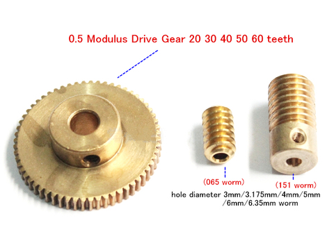 0.5 Modulus Reduction Drive Worm Gear 20 30 40 50 60 teeth GEAR 1:20-60 gear ratio 058 Turbine Worm ► Photo 1/6